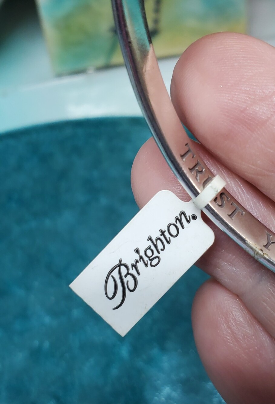 Brighton Silver 'Trust' Engraved Bangle Bracelet - Silver